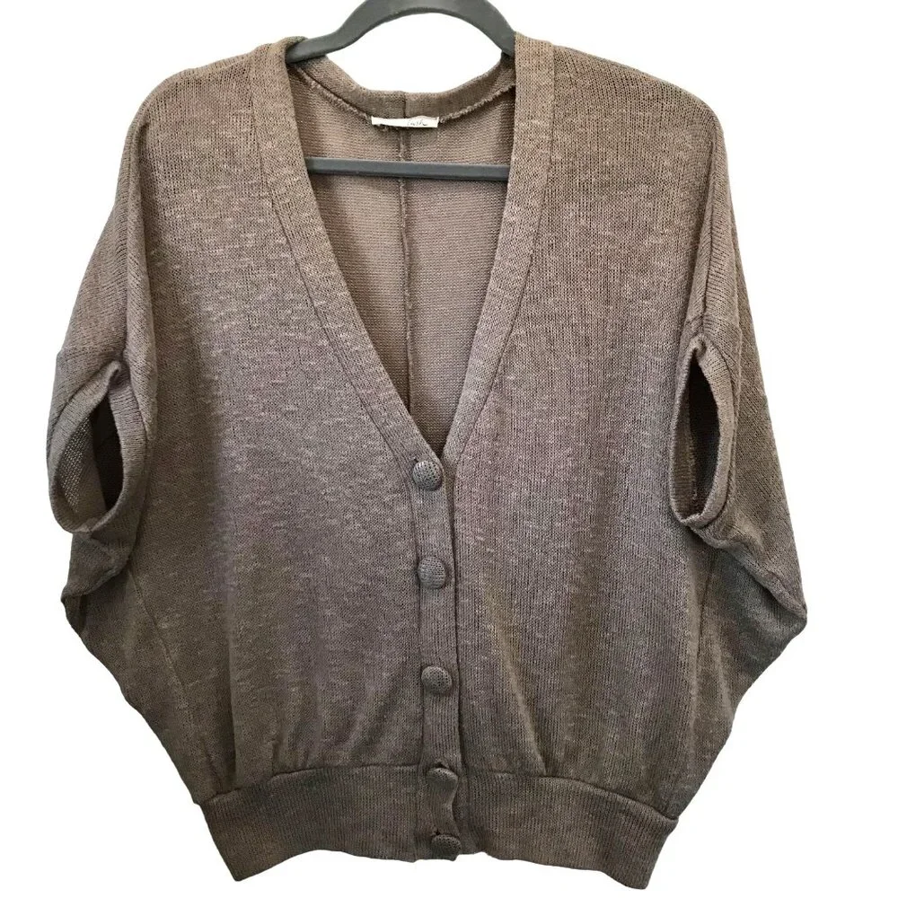 Lush Women's Open Knit Lightweight Neutral‎ Dolman Short-Sleeve Sweater. Size XS